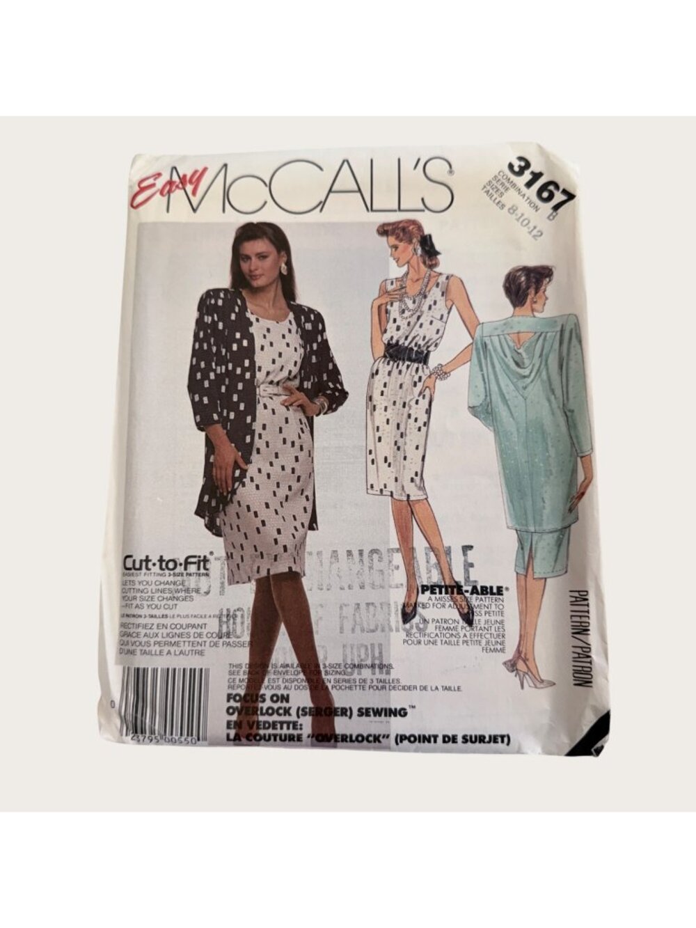 Vintage 1980s McCalls Sewing Pattern 3167 Misses Jacket Dress Size 8-12 Uncut